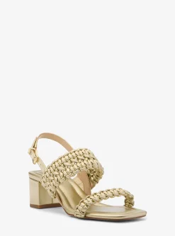 Sandália com tacão entrançada metalizada Merriam | Michael Kors [PT]