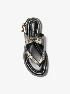 Sandália revestida em pele com motivo de cobra em relevo Irene | Michael Kors [PT]