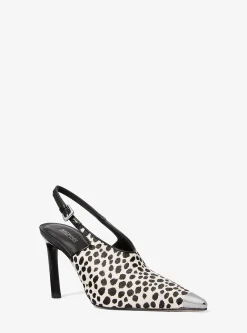 Sapato de salto aberto atrás em pelo de bezerro com estampado de leopardo Kasia | Michael Kors [PT]