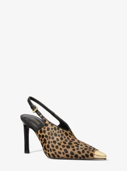 Sapato de salto aberto atrás em pelo de bezerro com estampado de leopardo Kasia | Michael Kors [PT]