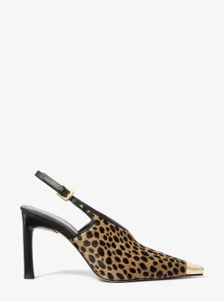 Sapato de salto aberto atrás em pelo de bezerro com estampado de leopardo Kasia | Michael Kors [PT]
