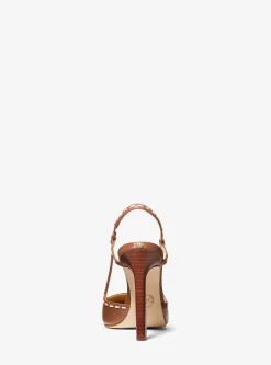Sapato de salto em pele aberto atrás costurada à mão Alora | Michael Kors [PT]