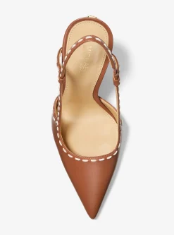 Sapato de salto em pele aberto atrás costurada à mão Alora | Michael Kors [PT]