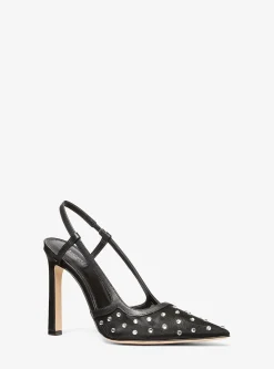 Sapato pump aberto atrás em malha adornado com cristais Alora | Michael Kors [PT]