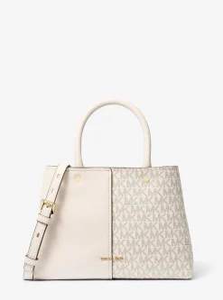 Satchel em pele com logótipo exclusivo Flora média | Michael Kors [PT]