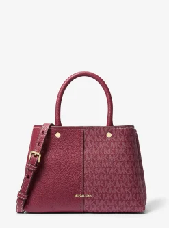 Satchel em pele com logótipo exclusivo Flora média | Michael Kors [PT]
