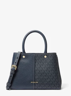 Satchel em pele com logótipo exclusivo Flora média | Michael Kors [PT]