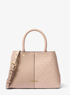 Satchel em pele com logótipo exclusivo Flora média | Michael Kors [PT]