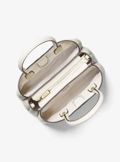 Satchel em pele com logótipo exclusivo Flora média | Michael Kors [PT]