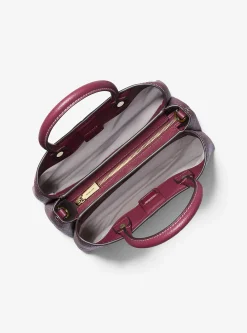 Satchel em pele com logótipo exclusivo Flora média | Michael Kors [PT]
