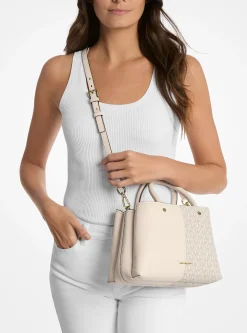 Satchel em pele com logótipo exclusivo Flora média | Michael Kors [PT]