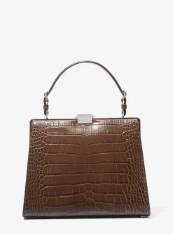 Satchel em pele com motivo de crocodilo em relevo Simone | Michael Kors [PT]