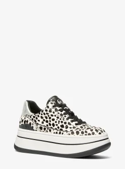 Ténis com plataforma em pelo de bezerro com estampado de leopardo Hayes | Michael Kors [PT]