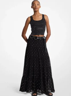 Top de alças curto em viscose elástica com tachas | Michael Kors [PT]