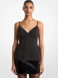 Top de alças em georgette com imitação de pedras preciosas | Michael Kors [PT]