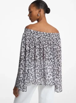 Top de ombros descobertos em Georgette com padrão floral | Michael Kors [PT]