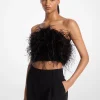 Top tubo em crepe adornado com penas | Michael Kors [PT]
