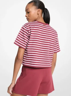 T-shirt curta em algodão com logótipo às riscas | Michael Kors [PT]