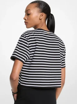 T-shirt curta em algodão com logótipo às riscas | Michael Kors [PT]
