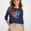T-shirt de manga comprida com coração com logótipo e tachas | Michael Kors [PT]