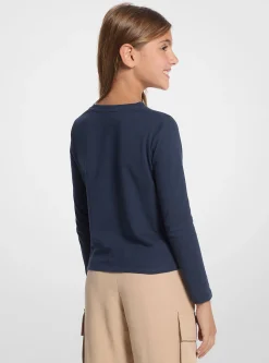 T-shirt de manga comprida com coração com logótipo e tachas | Michael Kors [PT]