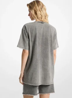 T-shirt em malha de algodão com lavagem de efeito desbotado | Michael Kors [PT]