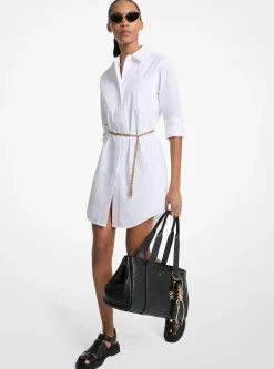 Vestido camiseiro com cinto em algodão elástico | Michael Kors [PT]