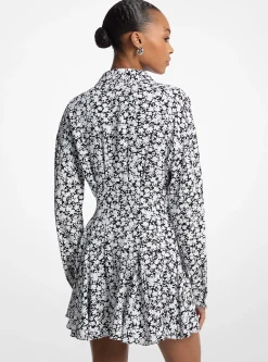 Vestido camiseiro em crepe de cetim com estampado floral | Michael Kors [PT]