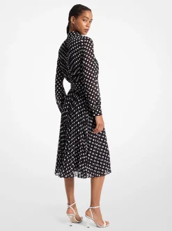 Vestido camiseiro em georgette às bolinhas | Michael Kors [PT]
