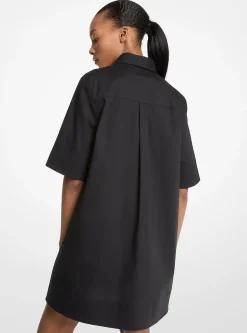 Vestido camiseiro em popelina de algodão elástico | Michael Kors [PT]