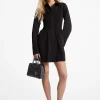 Vestido camiseiro franzido em popelina de algodão elástico | Michael Kors [PT]