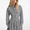 Vestido camiseiro plissado em crepe com estampado de leopardo | Michael Kors [PT]