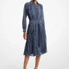 Vestido camiseiro plissado em georgette com estampado de cobra | Michael Kors [PT]