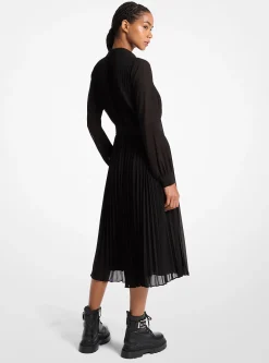 Vestido camiseiro plissado em georgette | Michael Kors [PT]