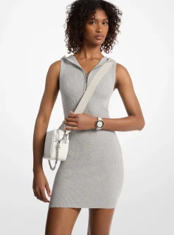 Vestido com capuz em viscose elástica canelada | Michael Kors [PT]