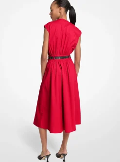 Vestido com cinto em popelina de algodão elástico | Michael Kors [PT]