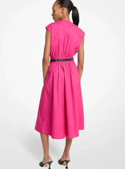 Vestido com cinto em popelina de algodão elástico | Michael Kors [PT]