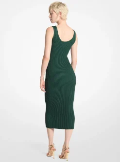 Vestido com fecho de correr em malha elástica canelada | Michael Kors [PT]