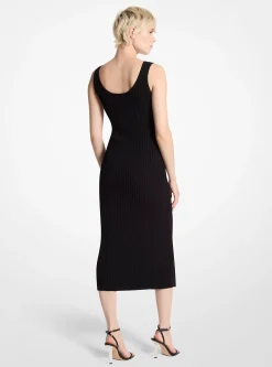 Vestido com fecho de correr em malha elástica canelada | Michael Kors [PT]