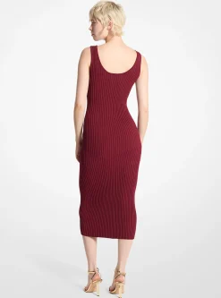Vestido com fecho de correr em malha elástica canelada | Michael Kors [PT]