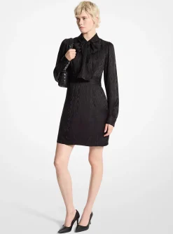 Vestido com gola e laçada em moiré | Michael Kors [PT]