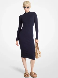 Vestido com meia gola em mistura de lã elástica | Michael Kors [PT]