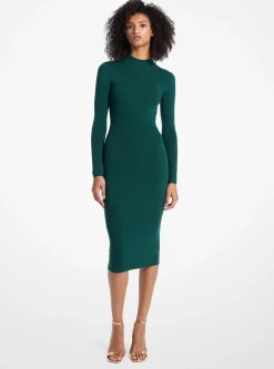 Vestido com meia gola em mistura de lã elástica | Michael Kors [PT]