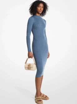 Vestido com meia gola em mistura de lã elástica | Michael Kors [PT]