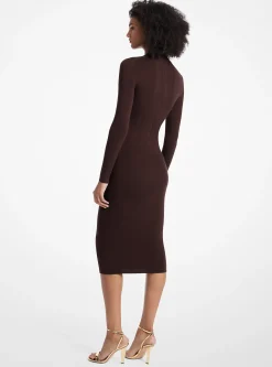 Vestido com meia gola em mistura de lã elástica | Michael Kors [PT]