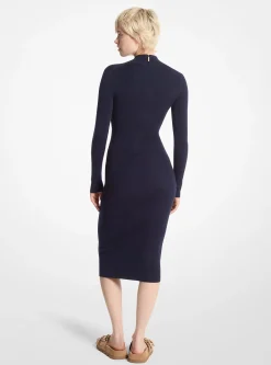 Vestido com meia gola em mistura de lã elástica | Michael Kors [PT]