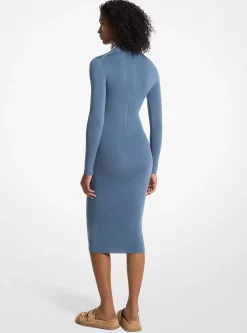 Vestido com meia gola em mistura de lã elástica | Michael Kors [PT]