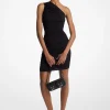 Vestido com ombro descoberto em malha mate elástica franzido | Michael Kors [PT]