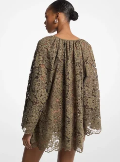 Vestido de decote em V em renda floral entrançada com tachas | Michael Kors [PT]