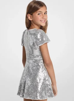 Vestido de manga curta com frente torcida e lantejoulas | Michael Kors [PT]